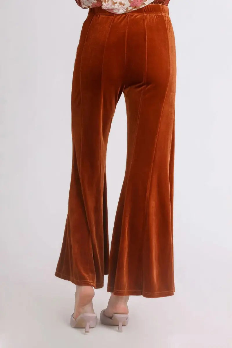 Umgee High Rise Elastic Waist Flare Pants for Women - Love Salve